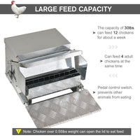 HKM-3002045 30 lbs Capacity Automatic Chicken Feeder - Galvanized Steel & Aluminum, Weatherproof Design