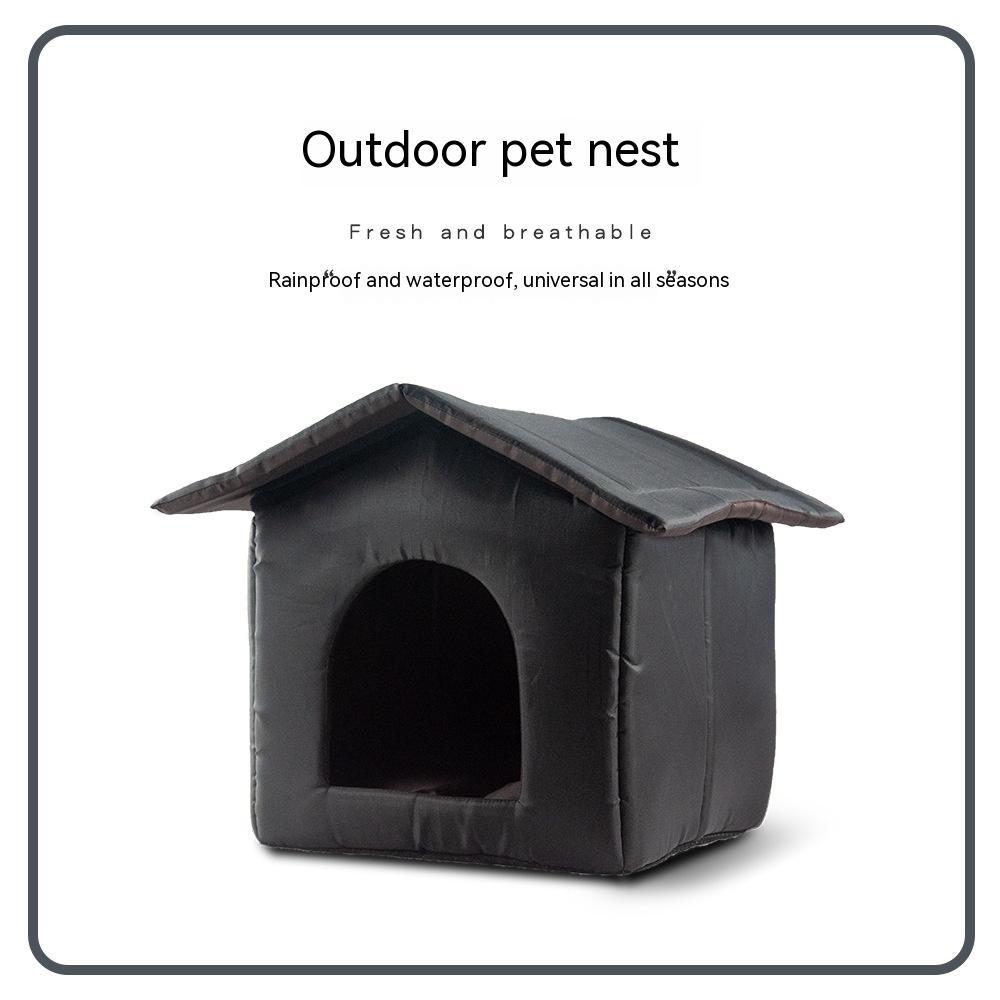 HKM-3002429 Outdoor Waterproof Foldable Cat House - Removable & Washable Pet Nest in Black and Camouflage