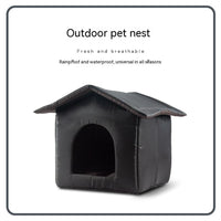 HKM-3002429 Outdoor Waterproof Foldable Cat House - Removable & Washable Pet Nest in Black and Camouflage