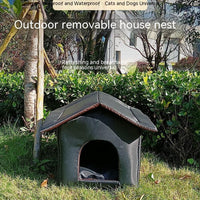 HKM-3002429 Outdoor Waterproof Foldable Cat House - Removable & Washable Pet Nest in Black and Camouflage