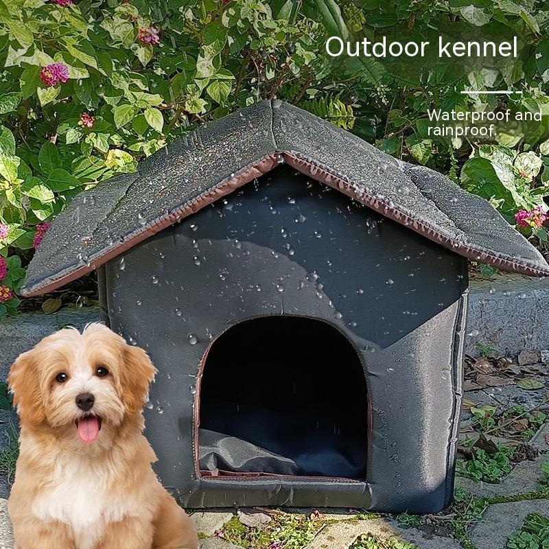 HKM-3002429 Outdoor Waterproof Foldable Cat House - Removable & Washable Pet Nest in Black and Camouflage