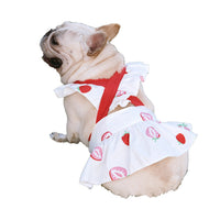 HKM-3002941 Flounce Suspender Skirt in White with Blue Print for Pets
