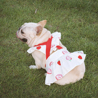 HKM-3002941 Flounce Suspender Skirt in White with Blue Print for Pets