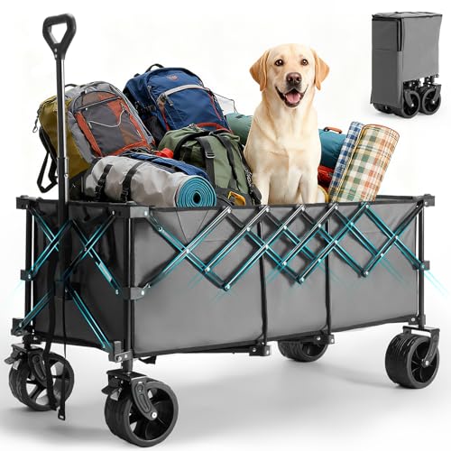 HKM-3003197 Extra-Long Heavy-Duty Foldable Trolley with 440 lb Capacity and All-Terrain Wheels