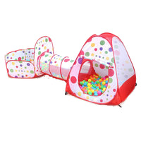 HKM-300563 Colorful 3 in 1 Foldable Play Tunnel Tent with Basketball Hoop for Indoor Playroom Fun