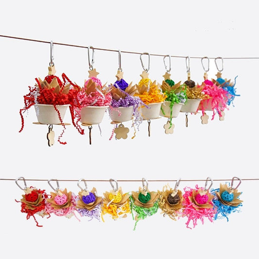 HKM-300563 Vibrant Wooden Flower Clumps Toy for Birds in Multiple Colors