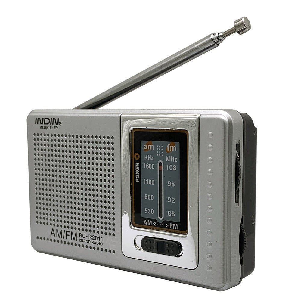 HKM-300627 Portable FM/AM Radio Player for Seniors - Mono Channel, Built-in Speaker, Silver Gray Finish