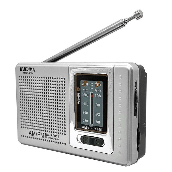 HKM-300627 Portable FM/AM Radio Player for Seniors - Mono Channel, Built-in Speaker, Silver Gray Finish