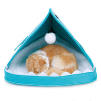 HKM-3008189 Shark Design Pet Nest House in Blue and Grey, Eco-Friendly Felt Material, Perfect for Pets Up to 8kg