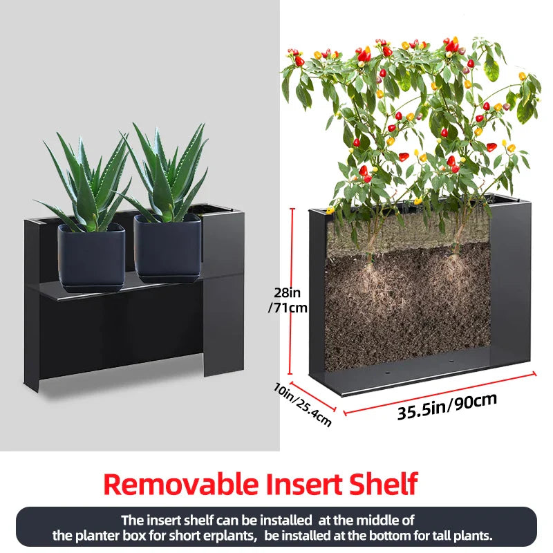 HKM-300819 Tall Metal Planter Box for Outdoor Plants and Trash Enclosure - Classic Design in White, Grey, or Brown