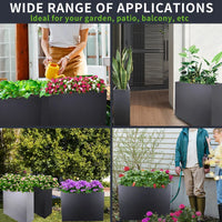 HKM-300819 Tall Metal Planter Box for Outdoor Plants and Trash Enclosure - Classic Design in White, Grey, or Brown