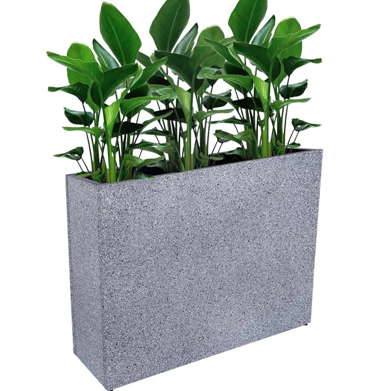 HKM-300819 Tall Metal Planter Box for Outdoor Plants and Trash Enclosure - Classic Design in White, Grey, or Brown