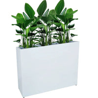 HKM-300819 Tall Metal Planter Box for Outdoor Plants and Trash Enclosure - Classic Design in White, Grey, or Brown
