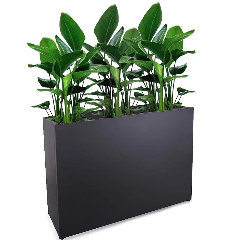 HKM-300819 Tall Metal Planter Box for Outdoor Plants and Trash Enclosure - Classic Design in White, Grey, or Brown