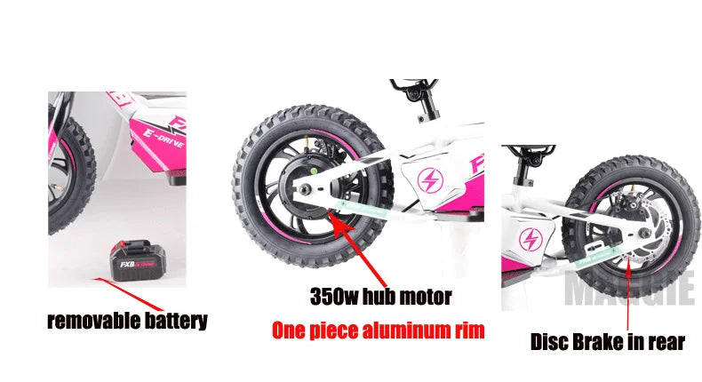 HKM-300883 12-Inch Electric Balance Bike for Kids, 250W 36V, Lightweight Aluminum Frame, Disc Brake, 22km/h Max Speed