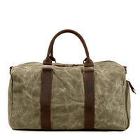 HKM-300883 Retro Style Men's Large Capacity Duffel Bag Made of Batik Canvas and Cowhide Leather
