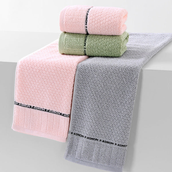 HKM-300883 Thick Absorbent Pure Cotton Towel in Green, Pink, and Gray