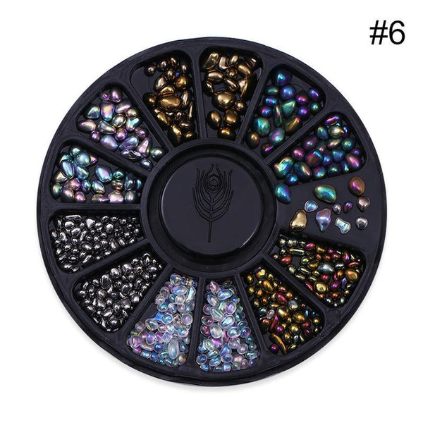 HKM-300947 Colored Diamond Nail Art Sequins - Flat Bottom Heart Beads Mix
