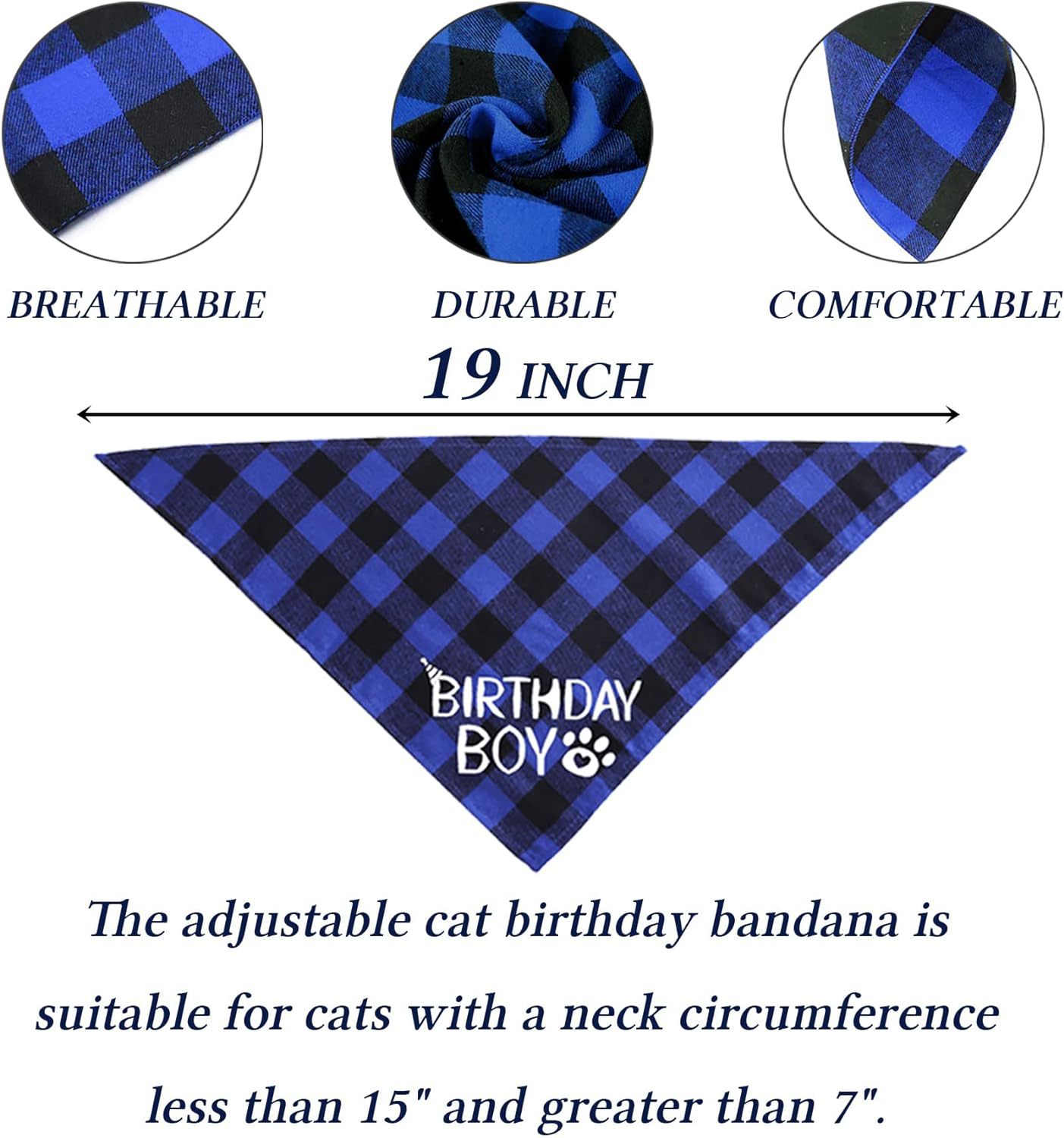 HKM-3010493 Sapphire Blue & Rose Red Cartoon Pet Birthday Hat, Triangle Scarf, Bow Tie Set