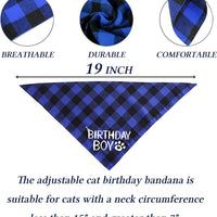 HKM-3010493 Sapphire Blue & Rose Red Cartoon Pet Birthday Hat, Triangle Scarf, Bow Tie Set