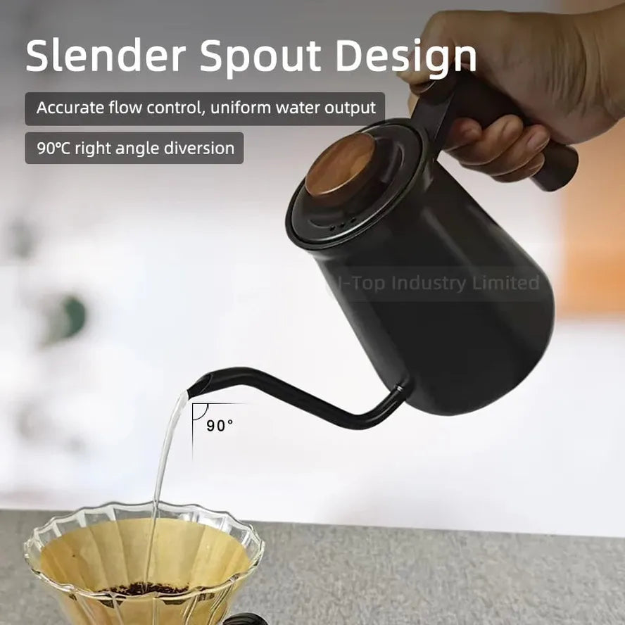 HKM-301075 304 Stainless Steel Hexagonal Design Pour Over Coffee Kettle with Slender Spout