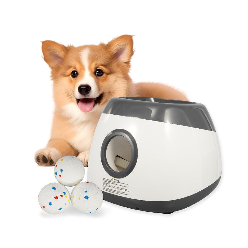 HKM-301075 Only Supports Self Pickup Dog Ball Thrower, Automatic Ball Launcher, Indoor-Outdoor Interactive Dog Toy With Three Scopes, Includes Balls And A Data Cable, Grey-Green