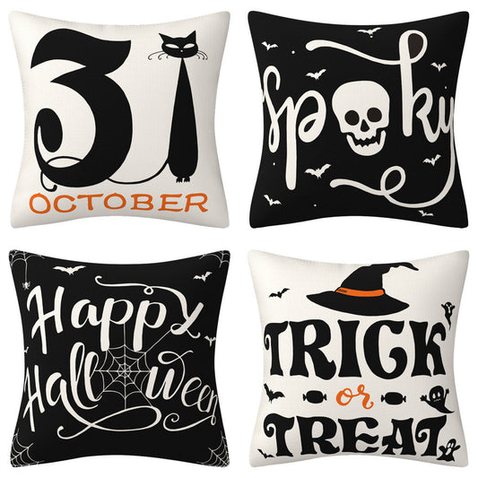 HKM-301139 Halloween-Themed Linen Pillow Cover 45cm x 45cm Cushion with PP Cotton Filler