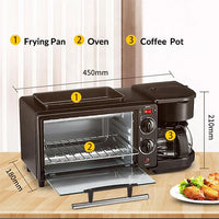 HKM-301203 3-in-1 Electric Breakfast Machine with Oven, Coffee Maker, and Toaster Oven