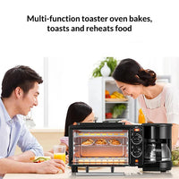 HKM-301203 3-in-1 Electric Breakfast Machine with Oven, Coffee Maker, and Toaster Oven