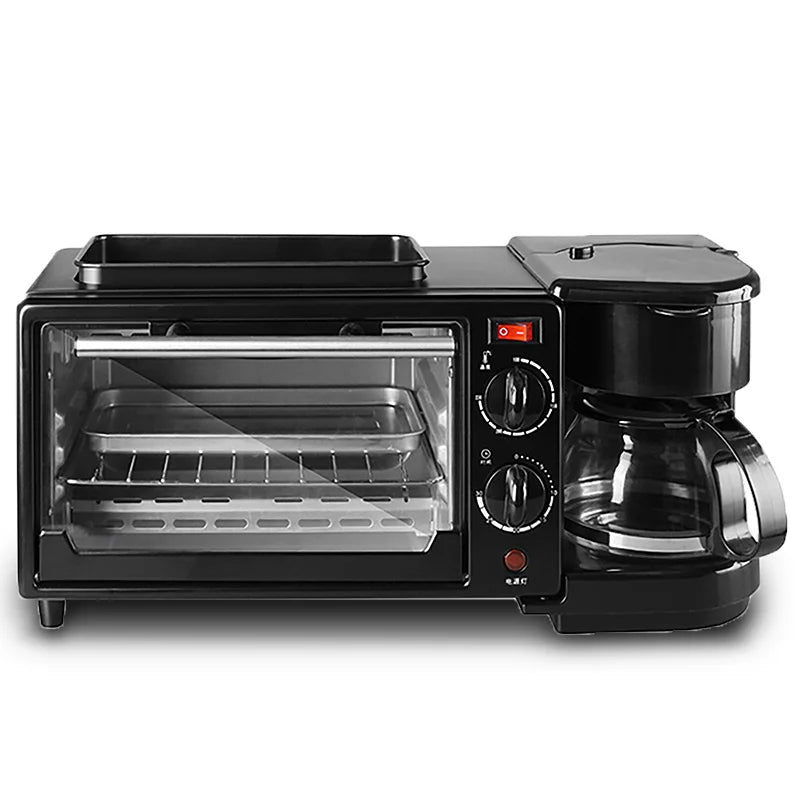 HKM-301203 3-in-1 Electric Breakfast Machine with Oven, Coffee Maker, and Toaster Oven