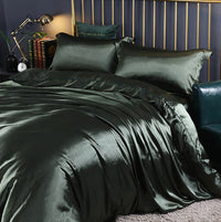 HKM-301267 Solid Color Double-sided Silk Four-Piece Bedding Set with Quilt Cover and Fitted Sheet