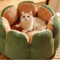 HKM-3013949 Cactus Petal Soft and Cozy Pet Nest in Green, Purple, Grey, and Coffee - Available in Sizes S, M, L