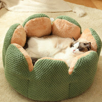 HKM-3013949 Cactus Petal Soft and Cozy Pet Nest in Green, Purple, Grey, and Coffee - Available in Sizes S, M, L
