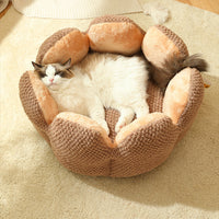 HKM-3013949 Cactus Petal Soft and Cozy Pet Nest in Green, Purple, Grey, and Coffee - Available in Sizes S, M, L