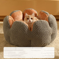 HKM-3013949 Cactus Petal Soft and Cozy Pet Nest in Green, Purple, Grey, and Coffee - Available in Sizes S, M, L