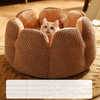 HKM-3013949 Cactus Petal Soft and Cozy Pet Nest in Green, Purple, Grey, and Coffee - Available in Sizes S, M, L