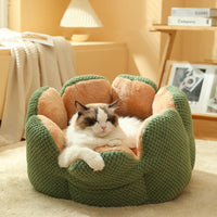 HKM-3013949 Cactus Petal Soft and Cozy Pet Nest in Green, Purple, Grey, and Coffee - Available in Sizes S, M, L