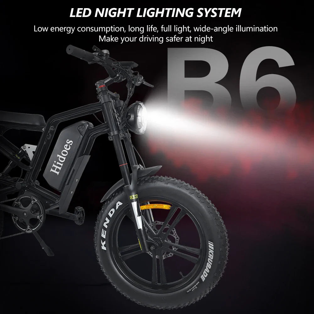 HKM-301395 48V 1200W Electric Bike with 20-Inch Wheels, Aluminum Alloy Frame, and 7-Speed Gears for Adults, Range 20-40 km