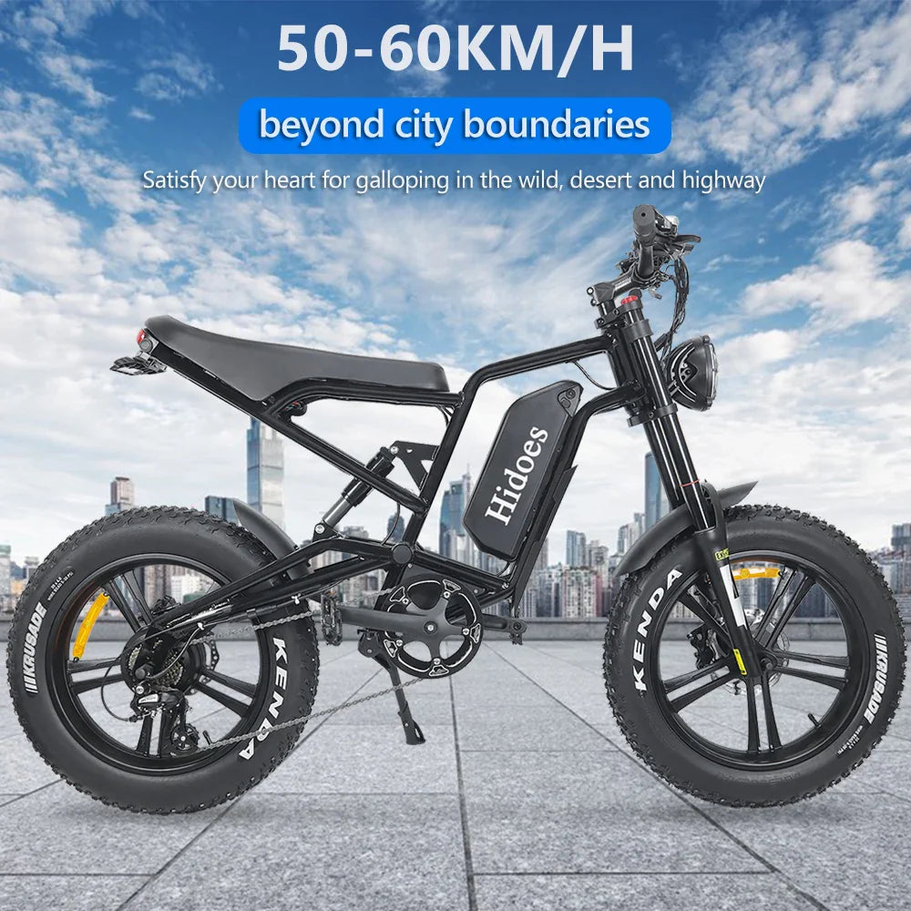 HKM-301395 48V 1200W Electric Bike with 20-Inch Wheels, Aluminum Alloy Frame, and 7-Speed Gears for Adults, Range 20-40 km