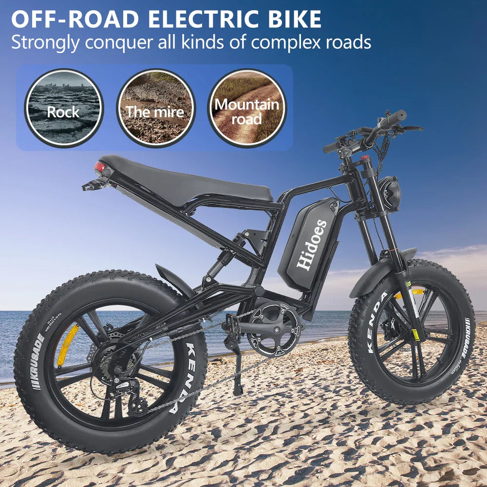 HKM-301395 48V 1200W Electric Bike with 20-Inch Wheels, Aluminum Alloy Frame, and 7-Speed Gears for Adults, Range 20-40 km