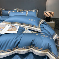 HKM-301459 Light Luxury All-Cotton Four-Piece Bedding Set for Year-Round Comfort, Includes Quilt Cover, Bed Sheet, and Pillowcases