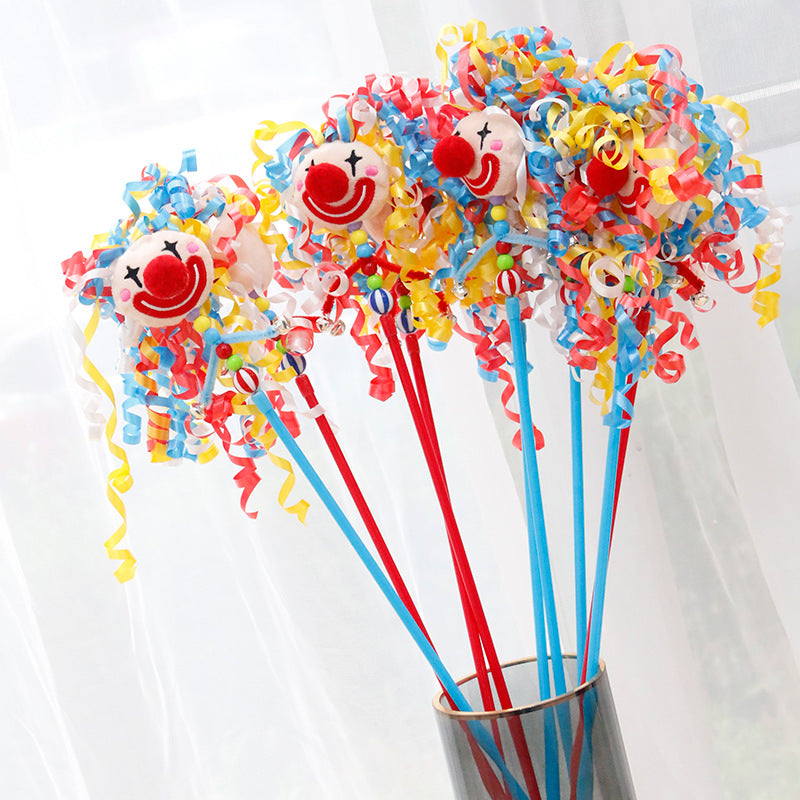 HKM-3014717 Clown Cat Tickling Stick with Dolls and Bells for Interactive Play