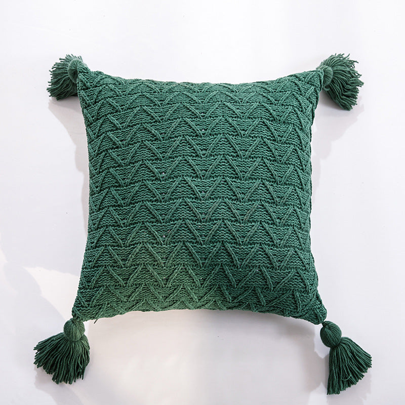 HKM-301523 Solid Color Knitted Chenille Pillowcase - 45x45cm in Yellow, Khaki, Green, Rice Apricot, Gray, Dark Gray, Blue, White, Pink