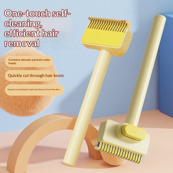 HKM-3015485 Pet Knot-Untangling Comb for Dogs and Cats - Durable ABS Plastic and Stainless Steel, Available in Green and Yellow