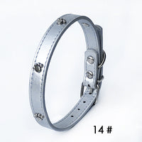 HKM-3017661 Pack of 10 Colorful 1.5in Adjustable PU Leather Dog Collars with Pendant Bells