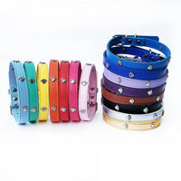 HKM-3017661 Pack of 10 Colorful 1.5in Adjustable PU Leather Dog Collars with Pendant Bells