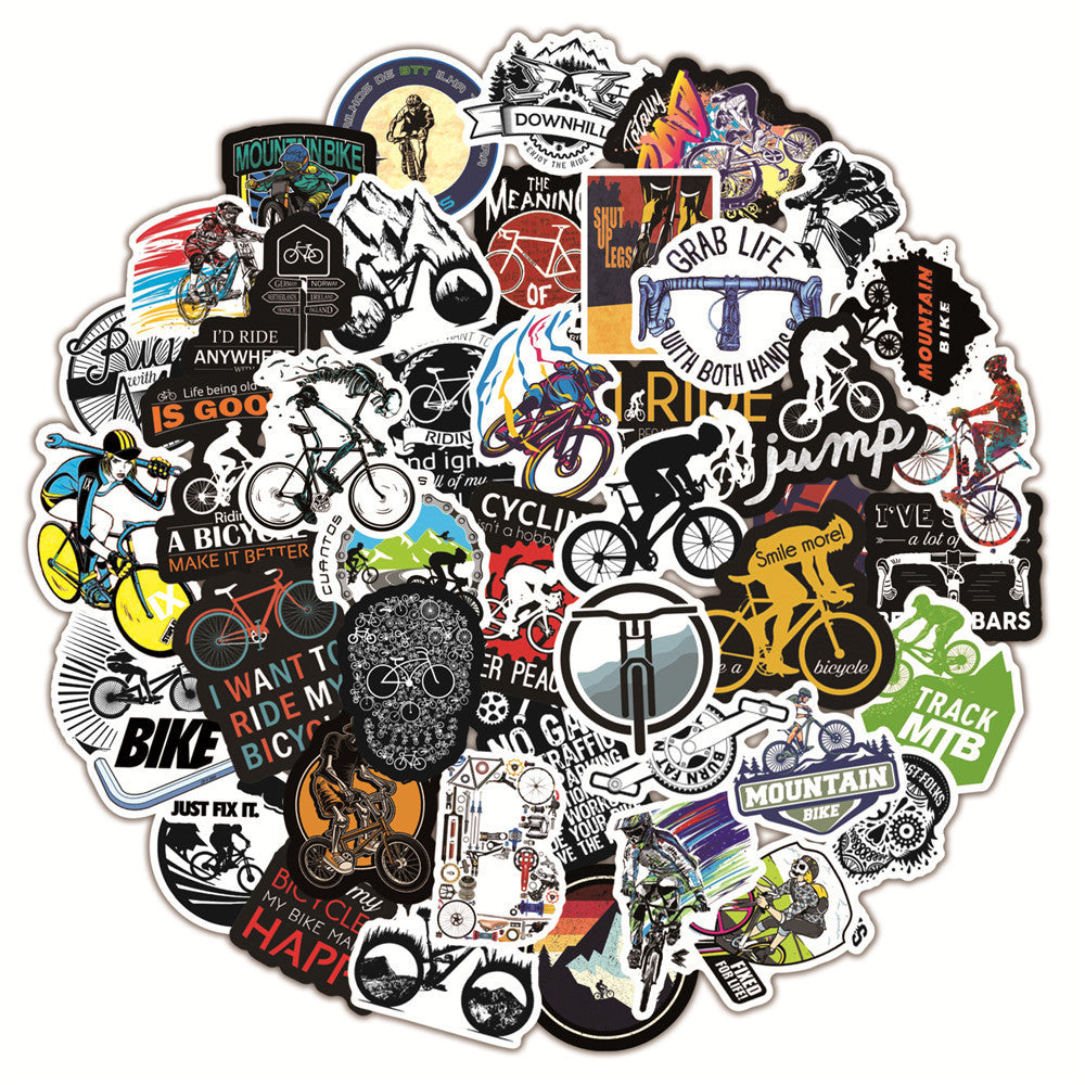 HKM-301779 Bicycle Doodle Stickers - Self-Adhesive Collection of 50 Custom Bicycle Designs