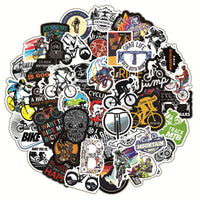 HKM-301779 Bicycle Doodle Stickers - Self-Adhesive Collection of 50 Custom Bicycle Designs