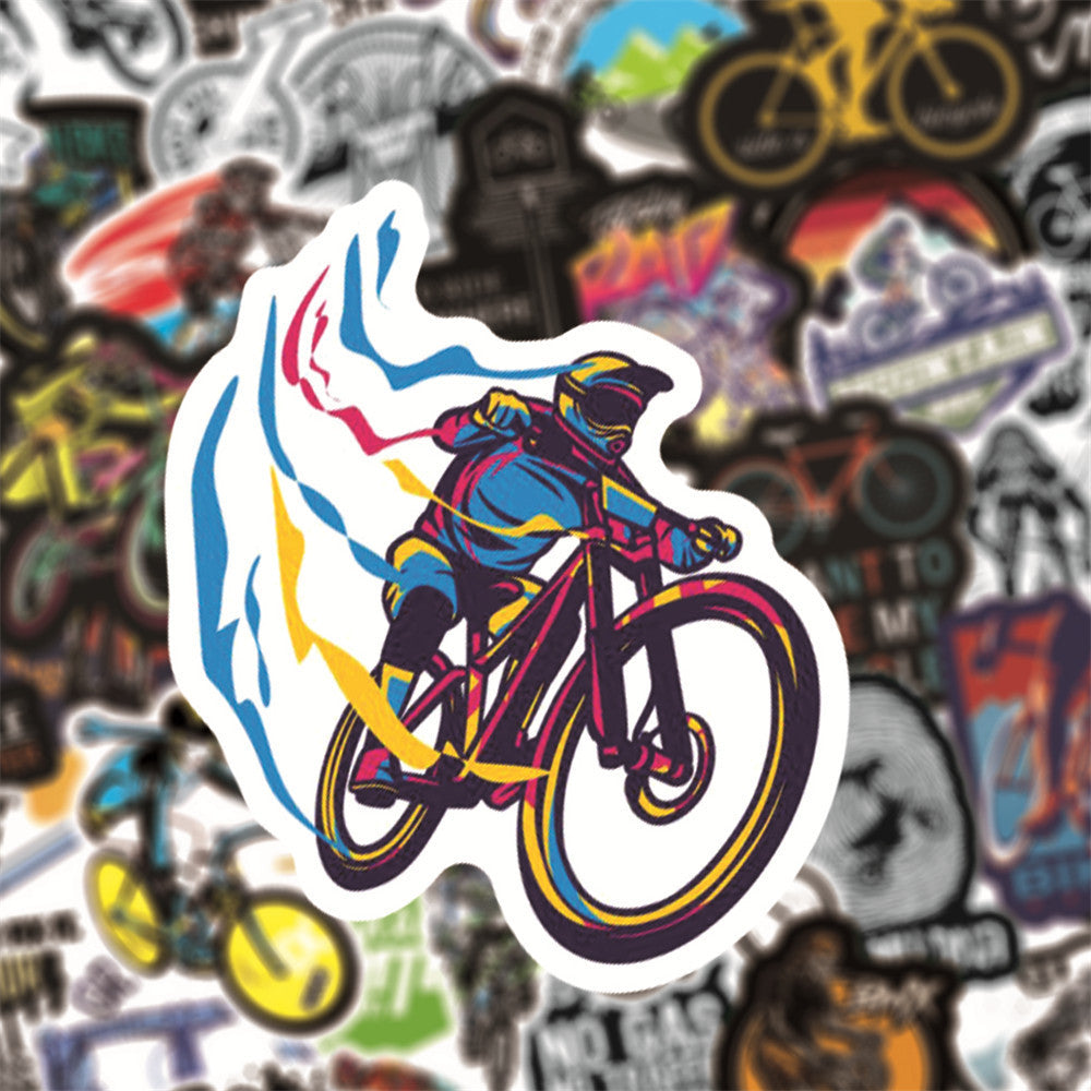 HKM-301779 Bicycle Doodle Stickers - Self-Adhesive Collection of 50 Custom Bicycle Designs