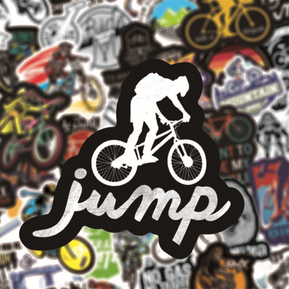HKM-301779 Bicycle Doodle Stickers - Self-Adhesive Collection of 50 Custom Bicycle Designs